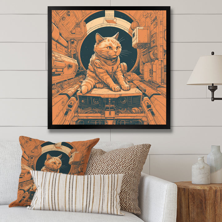 Space Cat Astronaut Retro Illustration - Cat Wall Art Prints
