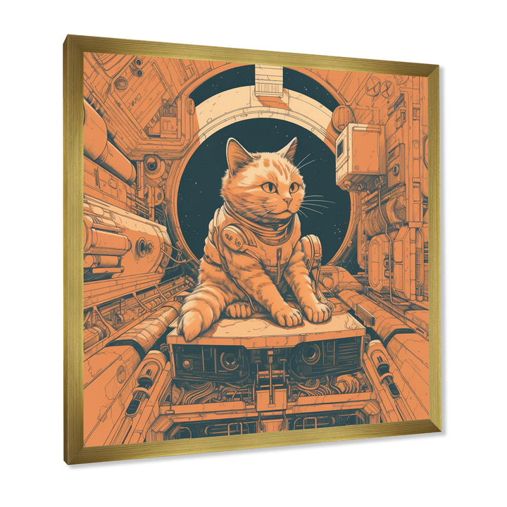 Space Cat Astronaut Retro Illustration - Cat Wall Art Prints