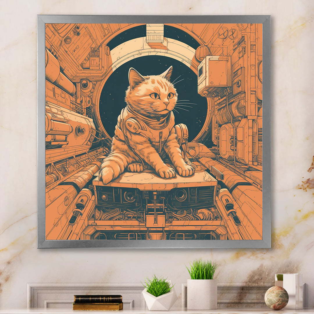 Space Cat Astronaut Retro Illustration - Cat Wall Art Prints