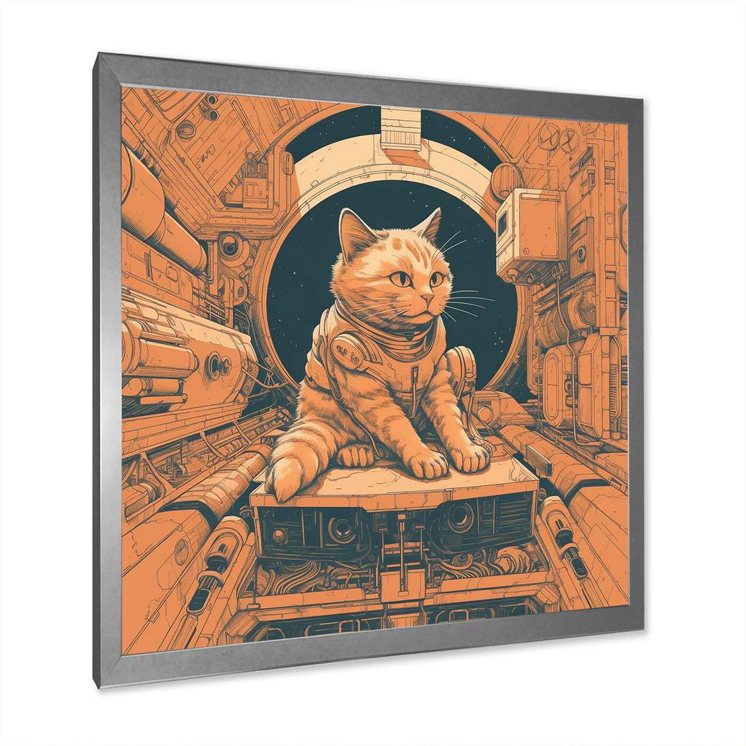 Space Cat Astronaut Retro Illustration - Cat Wall Art Prints