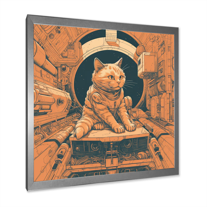 Space Cat Astronaut Retro Illustration - Cat Wall Art Prints