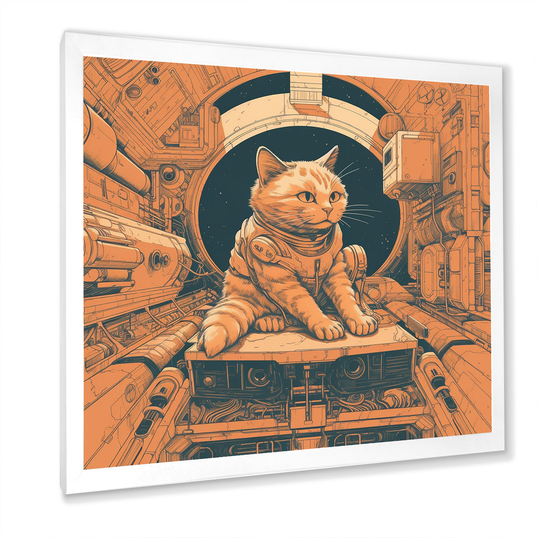Space Cat Astronaut Retro Illustration - Cat Wall Art Prints