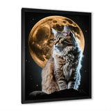 Majestic Cat Under The Full Moon - Cat Home Decor Art