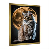 Majestic Cat Under The Full Moon - Cat Home Decor Art