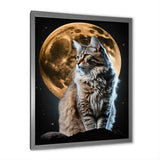 Majestic Cat Under The Full Moon - Cat Home Decor Art