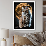 Majestic Cat Under The Full Moon - Cat Home Decor Art