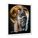 Majestic Cat Under The Full Moon - Cat Home Decor Art