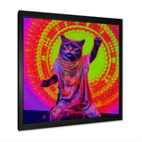Rave Cat In Pink Neon - Cat Living Room Wall Art