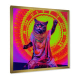 Rave Cat In Pink Neon - Cat Living Room Wall Art
