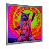 Rave Cat In Pink Neon - Cat Living Room Wall Art