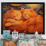 Fluffy Orange Cats Sleeping Together - Cat Wall Decor