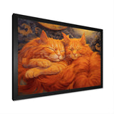 Fluffy Orange Cats Sleeping Together - Cat Wall Decor
