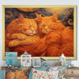 Fluffy Orange Cats Sleeping Together - Cat Wall Decor
