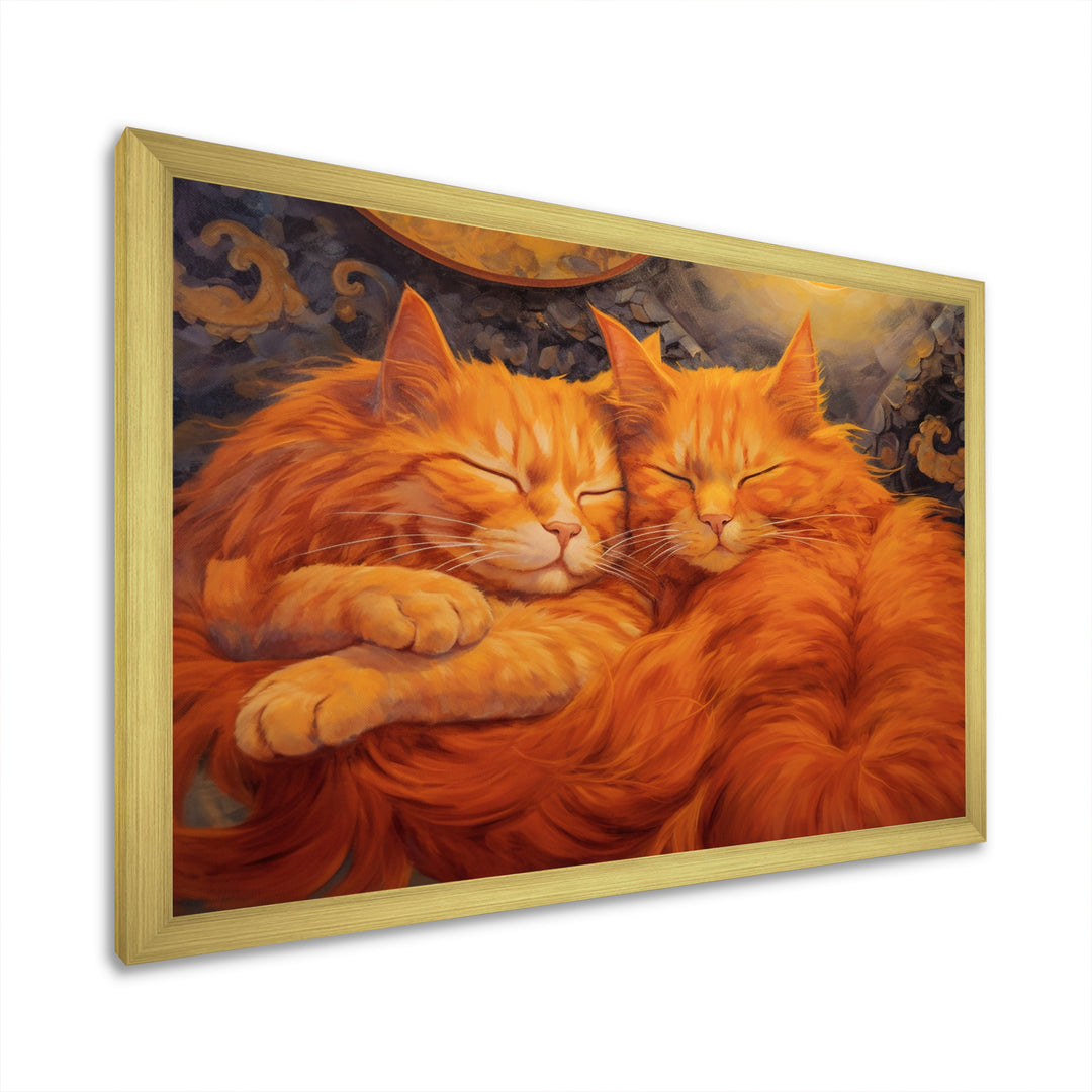 Fluffy Orange Cats Sleeping Together - Cat Wall Decor