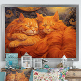 Fluffy Orange Cats Sleeping Together - Cat Wall Decor
