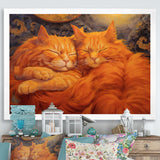 Fluffy Orange Cats Sleeping Together - Cat Wall Decor
