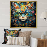 Cosmic Teal Cat With Mysterious Gaze - Cat Wall Art Prints