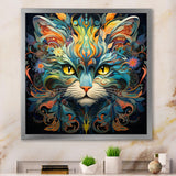 Cosmic Teal Cat With Mysterious Gaze - Cat Wall Art Prints