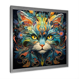 Cosmic Teal Cat With Mysterious Gaze - Cat Wall Art Prints