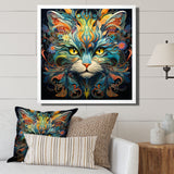 Cosmic Teal Cat With Mysterious Gaze - Cat Wall Art Prints