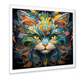 Cosmic Teal Cat With Mysterious Gaze - Cat Wall Art Prints