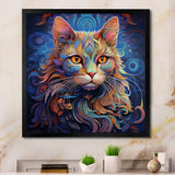 Cosmic Cat With Mysterious Gaze - Blue Cat Wall Art