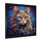 Cosmic Cat With Mysterious Gaze - Blue Cat Wall Art