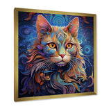 Cosmic Cat With Mysterious Gaze - Blue Cat Wall Art