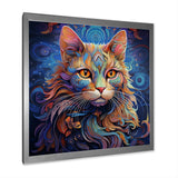 Cosmic Cat With Mysterious Gaze - Blue Cat Wall Art