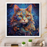 Cosmic Cat With Mysterious Gaze - Blue Cat Wall Art