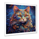 Cosmic Cat With Mysterious Gaze - Blue Cat Wall Art