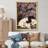 White Cats And Black Cat Sleeping Under Tree - Cat Living Room Wall Art