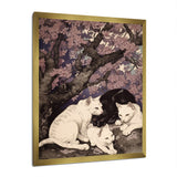 White Cats And Black Cat Sleeping Under Tree - Cat Living Room Wall Art