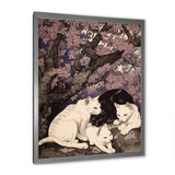 White Cats And Black Cat Sleeping Under Tree - Cat Living Room Wall Art