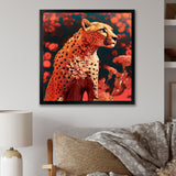 Pink Floral Cheetah - Orange Cheetah Wall Art