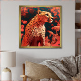 Pink Floral Cheetah - Orange Cheetah Wall Art