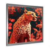 Pink Floral Cheetah - Orange Cheetah Wall Art