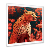Pink Floral Cheetah - Orange Cheetah Wall Art