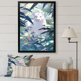 White Cougar In Tropical Jungle - Blue Leopard Wall Art