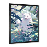 White Cougar In Tropical Jungle - Blue Leopard Wall Art