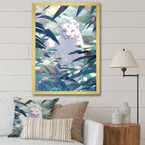 White Cougar In Tropical Jungle - Blue Leopard Wall Art