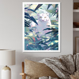 White Cougar In Tropical Jungle - Blue Leopard Wall Art