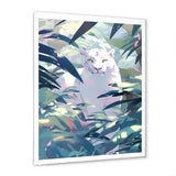 White Cougar In Tropical Jungle - Blue Leopard Wall Art