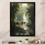 Cattle Cows Walking Near A Pond Rural Scene - Cow Large Canvas Wall Art