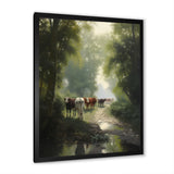 Cattle Cows Walking Near A Pond Rural Scene - Cow Large Canvas Wall Art
