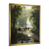 Cattle Cows Walking Near A Pond Rural Scene - Cow Large Canvas Wall Art