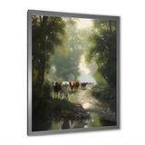 Cattle Cows Walking Near A Pond Rural Scene - Cow Large Canvas Wall Art