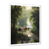 Cattle Cows Walking Near A Pond Rural Scene - Cow Large Canvas Wall Art
