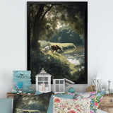 Cows Walking Near A Lake Rural Scene - Cow Living Room Wall Art