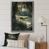 Cows Walking Near A Lake Rural Scene - Cow Living Room Wall Art